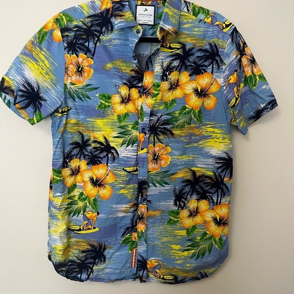 Denim & Flower Other - Tropical Blue Hawaiian cotton slim fit Men's Shirt size M